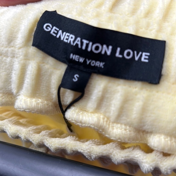 🆕Generation Love New York Lemon Yellow Soft Velour Britt Shorts Choose Love - Picture 6 of 9